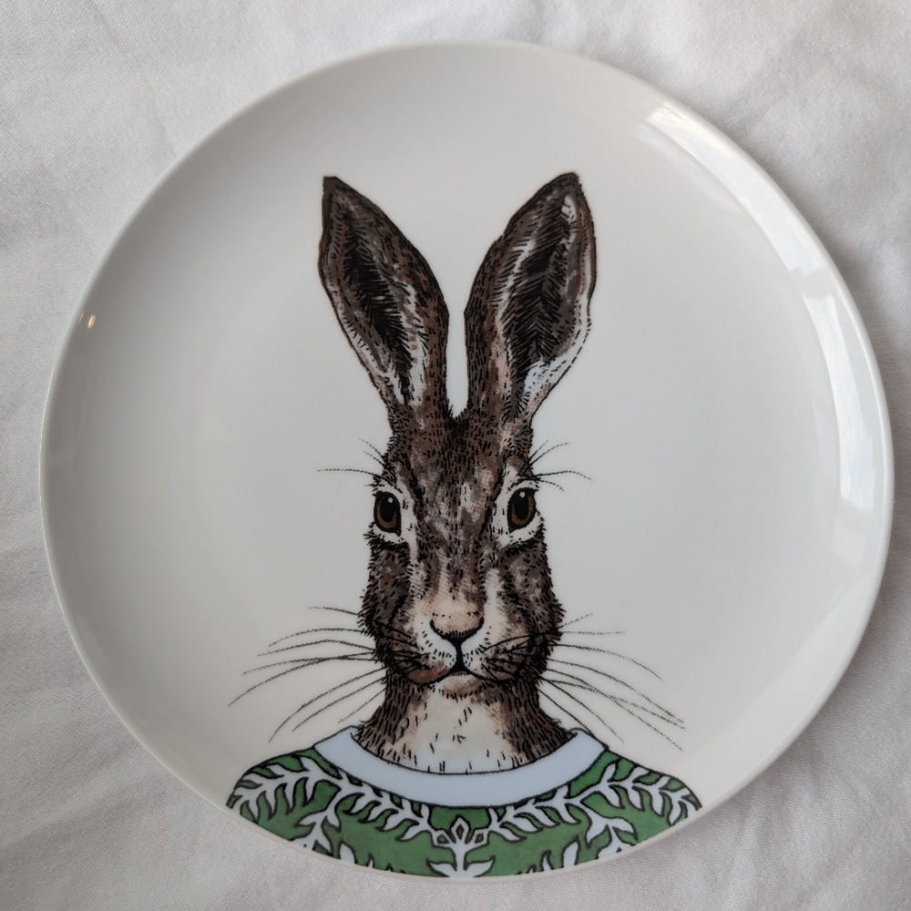 West Elm Dapper Animal Rabbit Porcelain Salad Plate Rachel Kozlowski